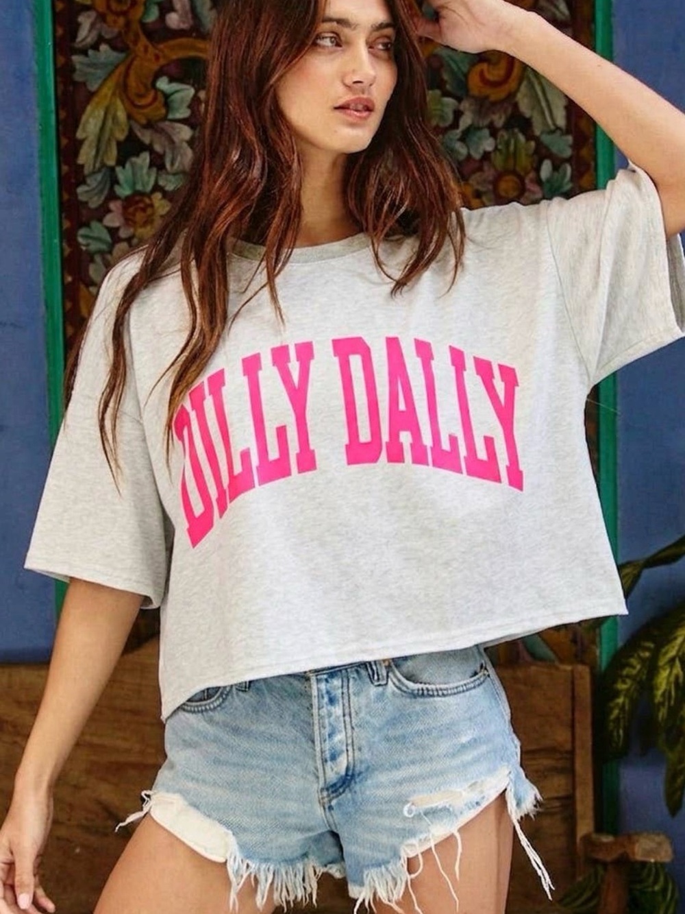Bucket List - Dilly Dally Graphic Jersey Boxy Top   🩷 with FREE Dilly Dally Tee